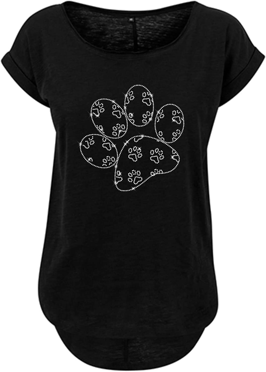 Blingeling®Damen T-Shirt mit viele Strass Hundepfoten